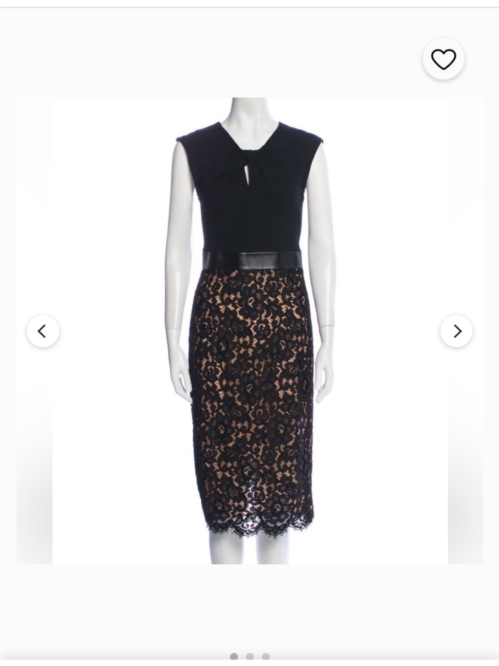Michael Kors Collection Black Lace Pencil Skirt with Nude Underlay